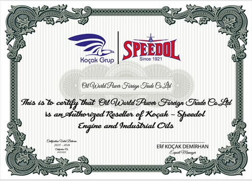 SPEEDOL Lubricants European Sales Authorization Certificate